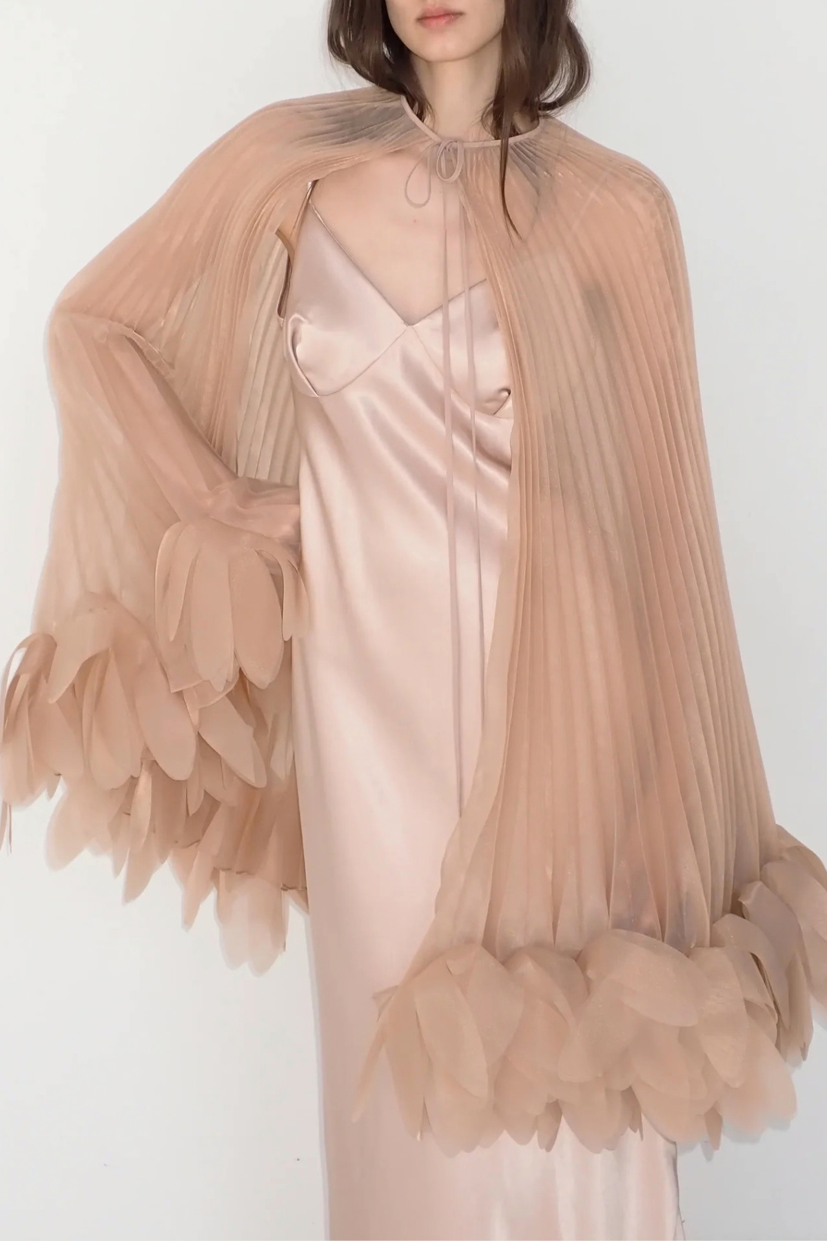 Borya Pleated Petal Cape - Beige