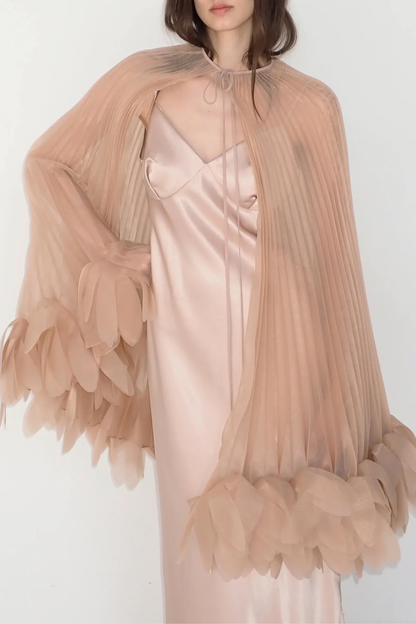 Borya Pleated Petal Cape - Beige