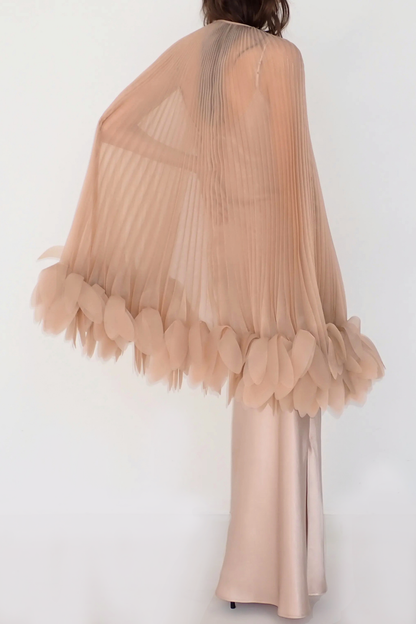 Borya Pleated Petal Cape - Beige