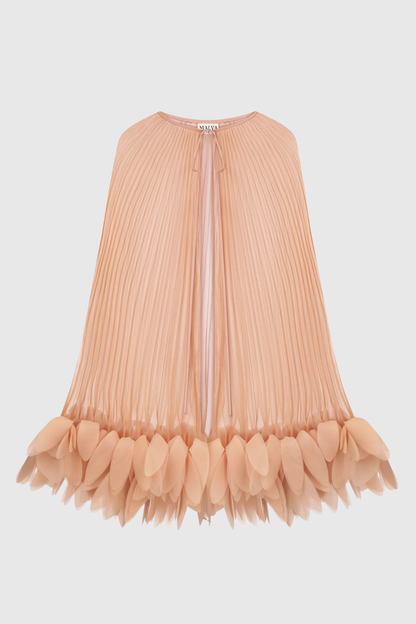 Borya Pleated Petal Cape - Beige