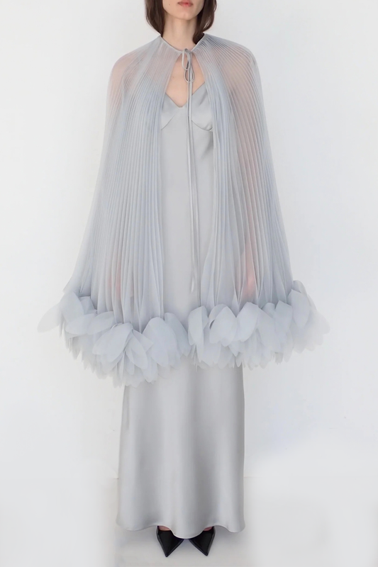 Borya Pleated Petal Cape - Grey