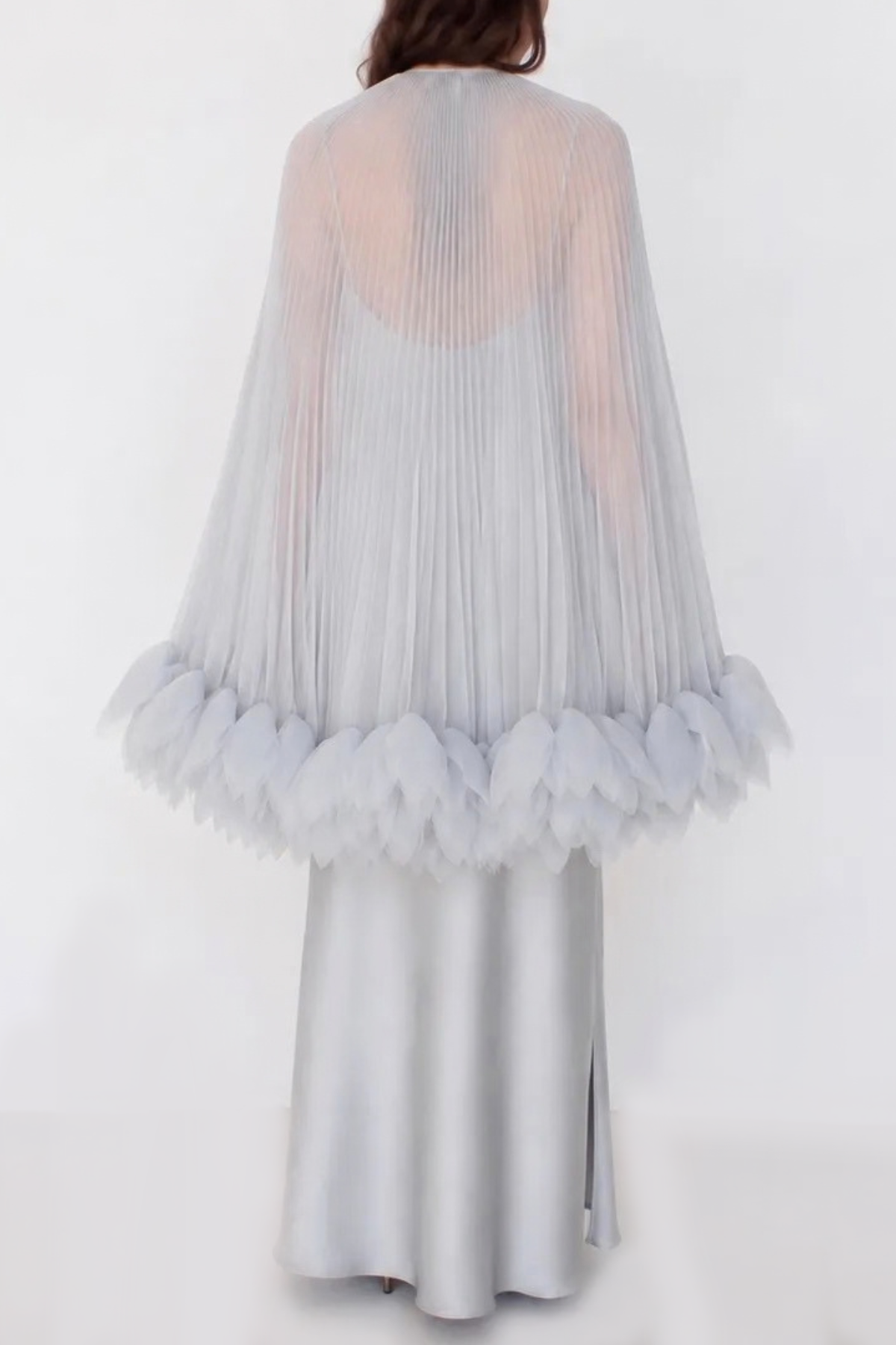 Borya Pleated Petal Cape - Grey