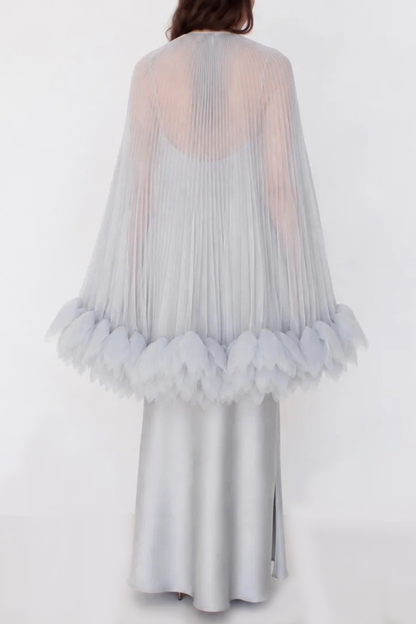 Borya Pleated Petal Cape - Grey
