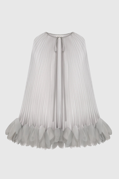 Borya Pleated Petal Cape - Grey