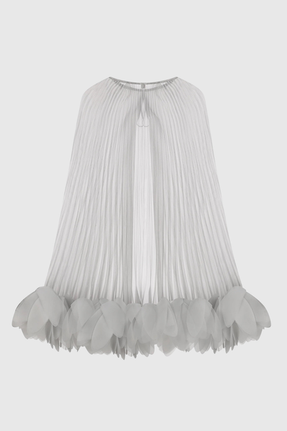 Borya Pleated Petal Cape - Grey