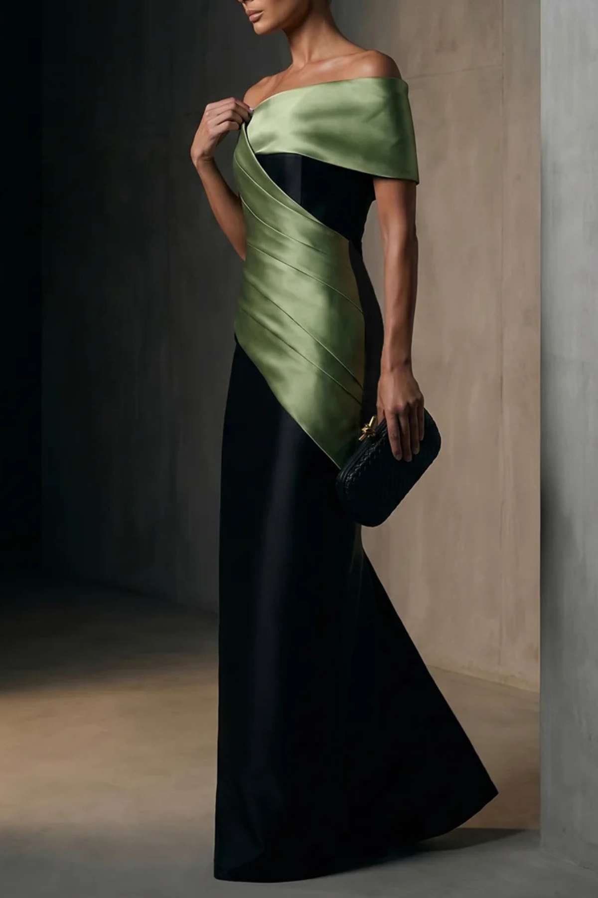Concetta One Shoulder Contrast Maxi Dress