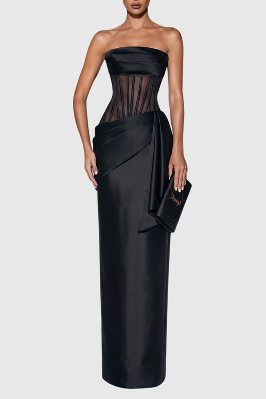 Concetta Strapless Satin Corset Maxi Dress
