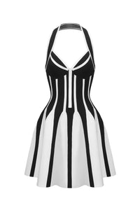 Eudora Halter Sleeveless Streak Bandage Mini Dress
