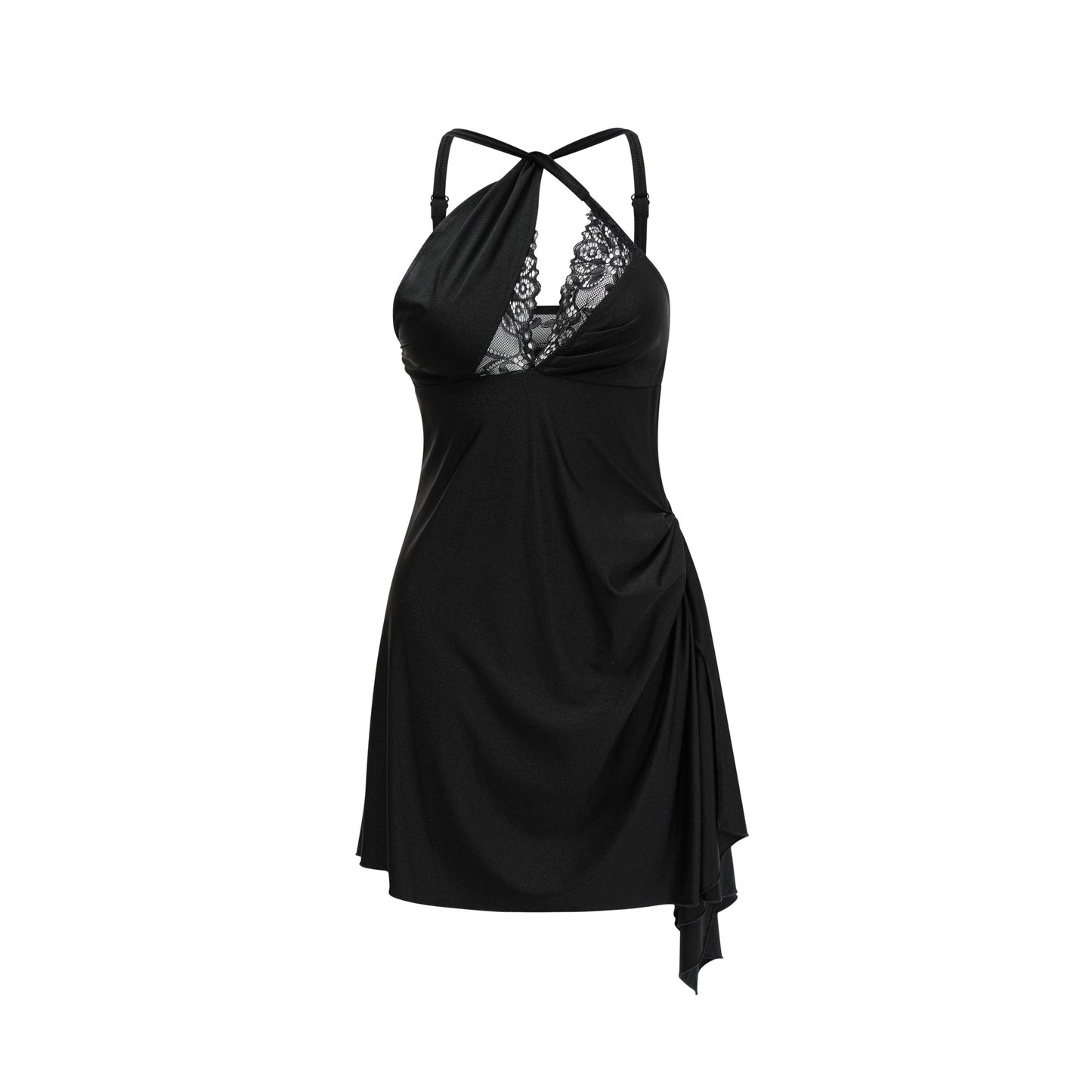 Juana lace-detail asymmetric mini dress