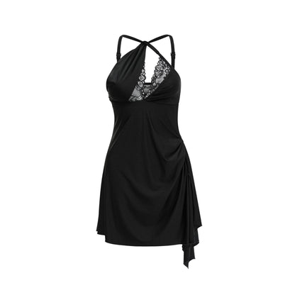 Juana lace-detail asymmetric mini dress
