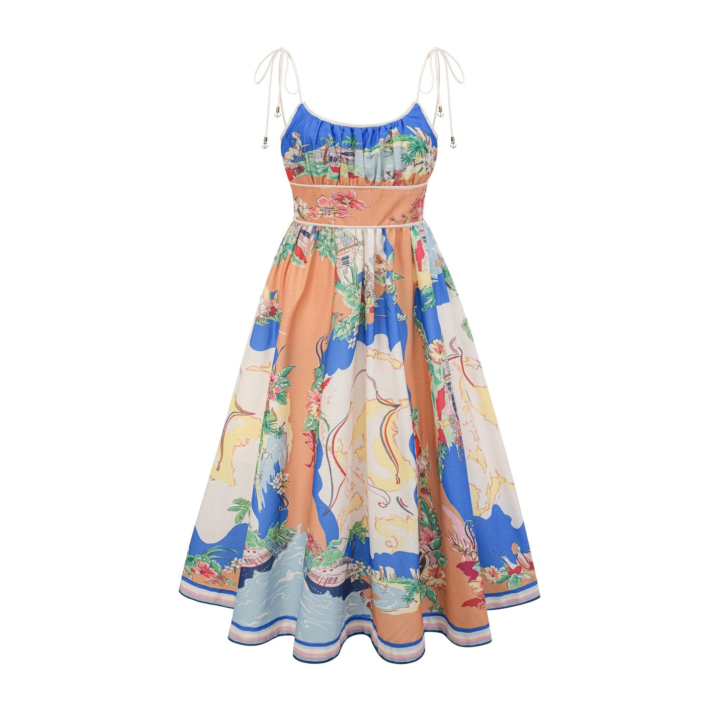 Joan graphic-print midi dress