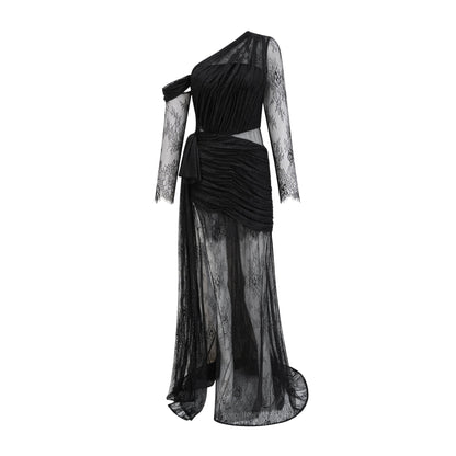 Jeanne black one-shoulder cut-out maxi dress