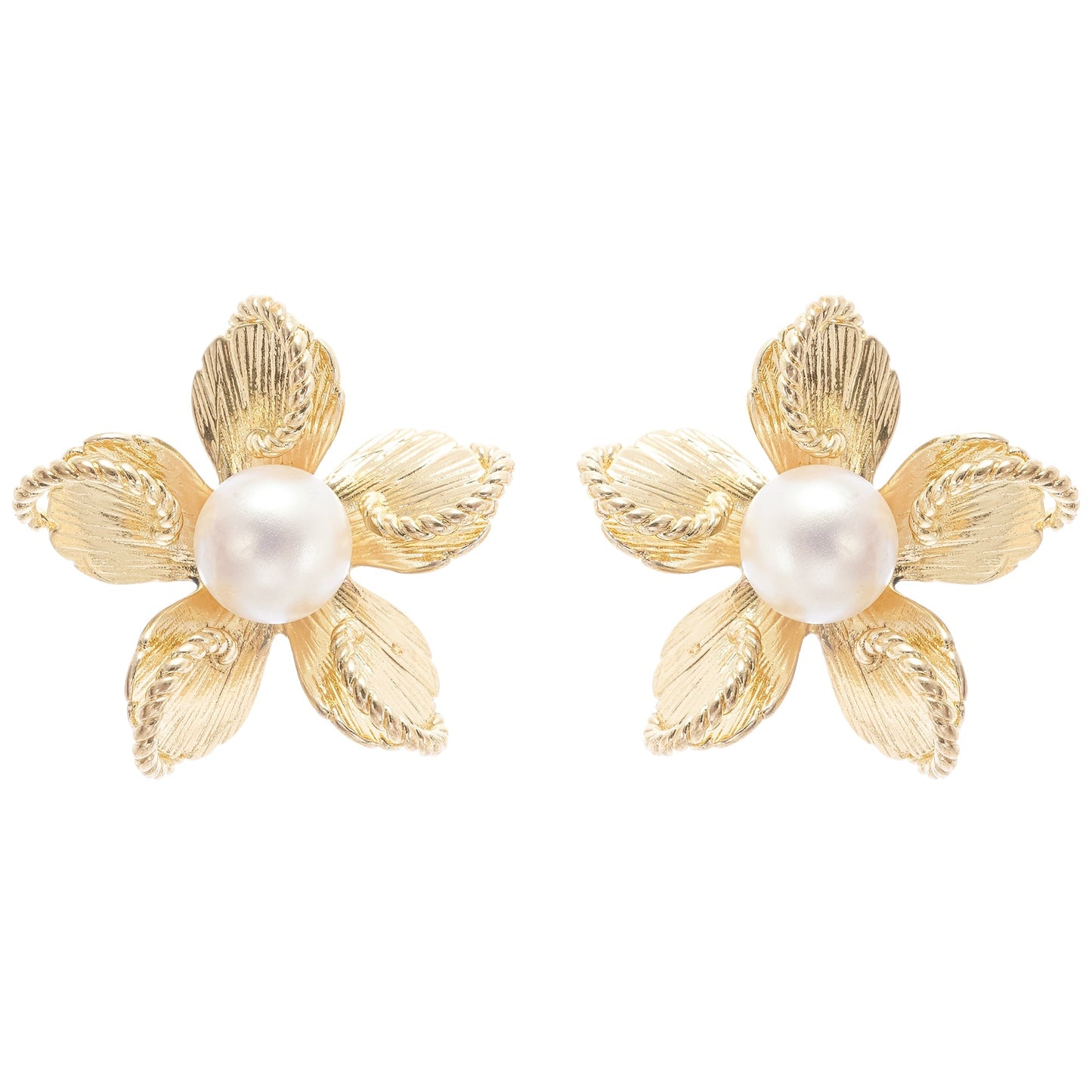 Jeanne floral faux-pearl stud earrings