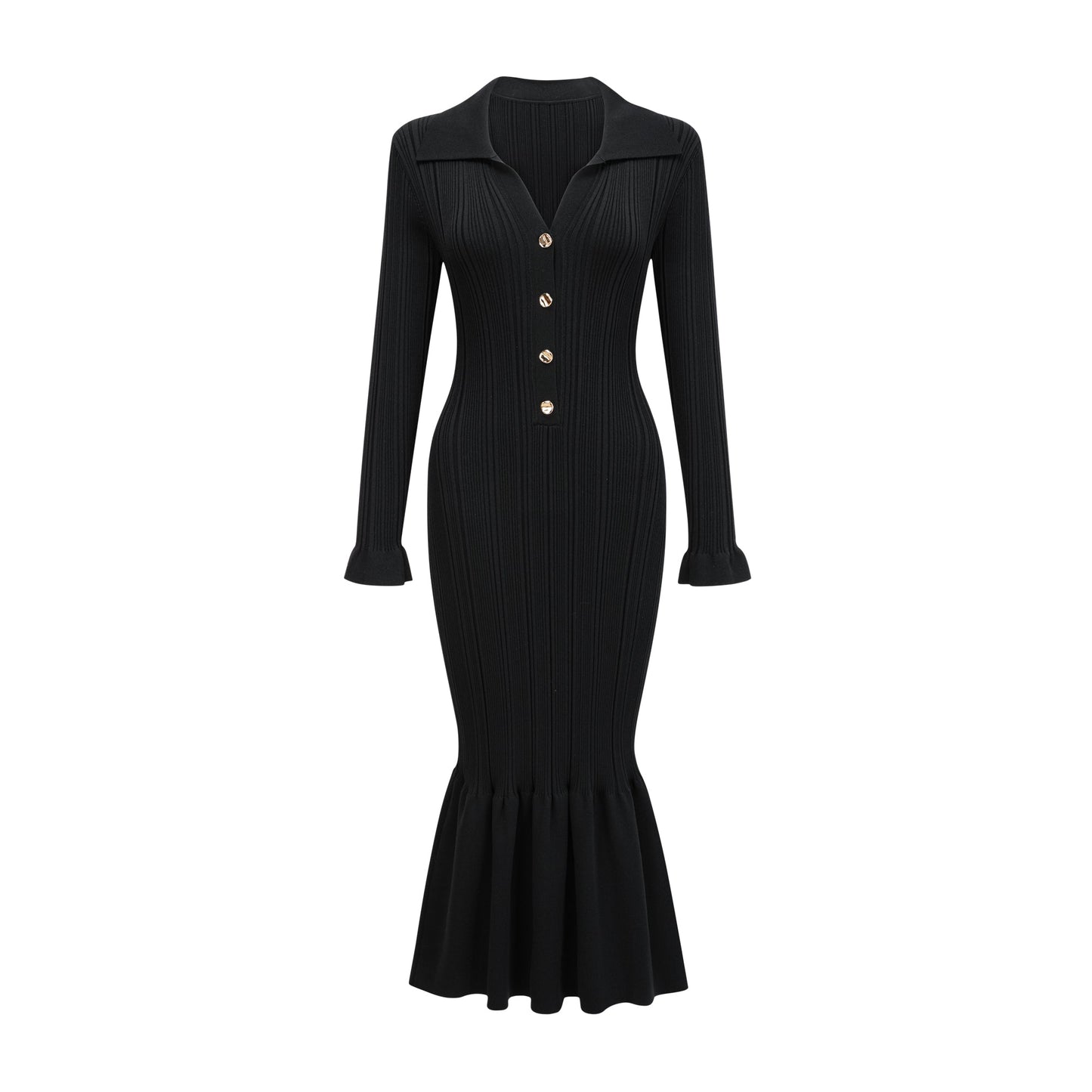 Priscille black ruffled maxi dress