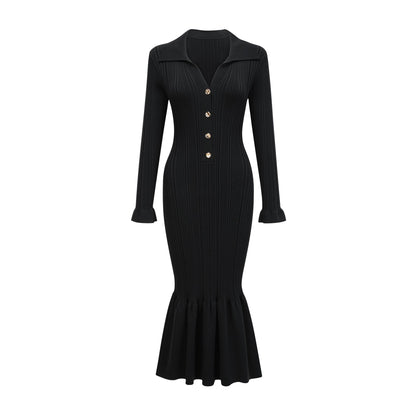 Priscille black ruffled maxi dress