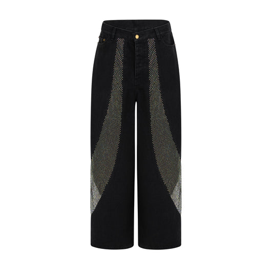 Thérèse mesh-panel wide-leg jeans