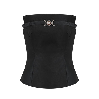 Margaux black top & skirt matching set