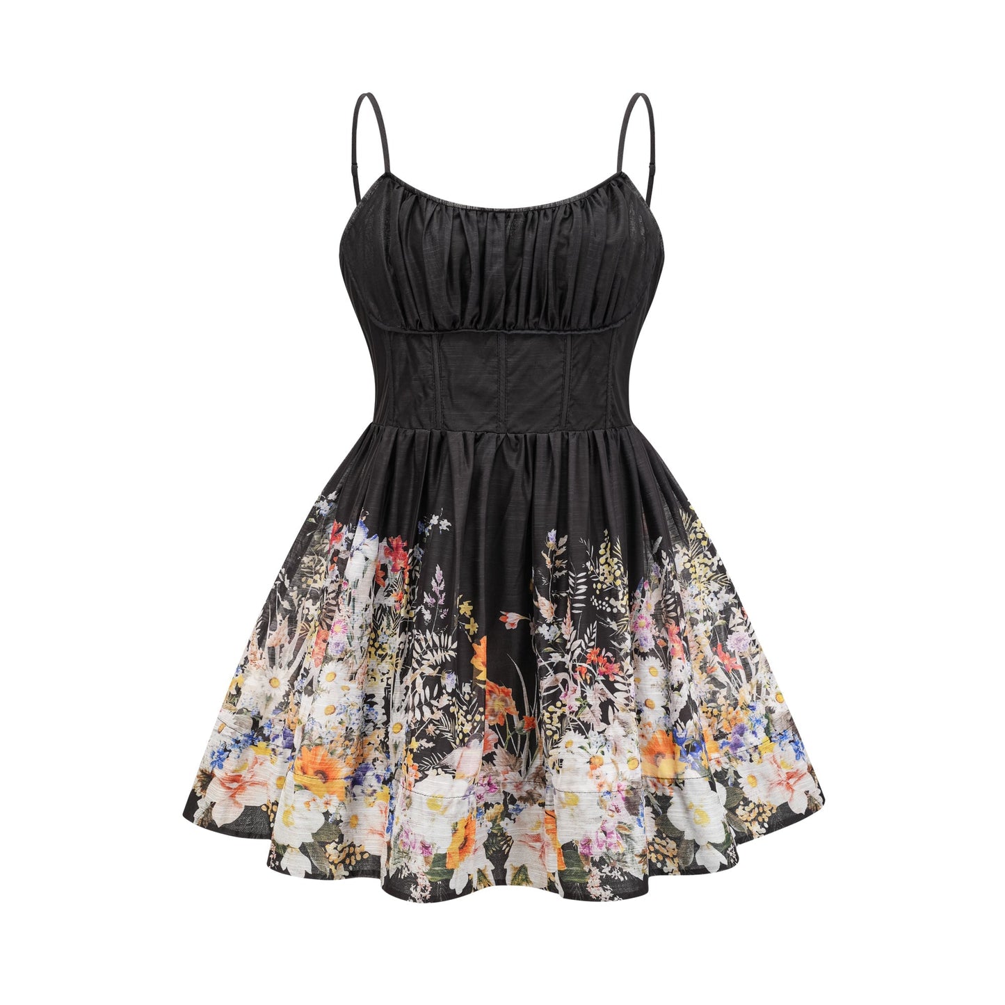 Valentia floral-print ruched mini dress