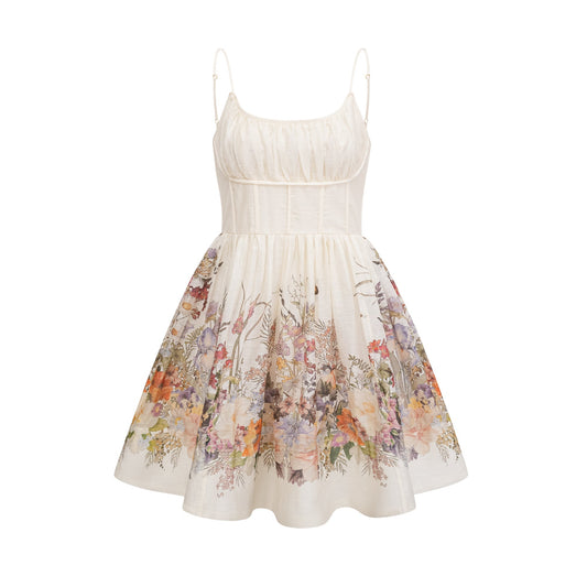 Valentia floral-print ruched mini dress
