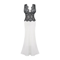 Éléonore contrast-color lace-detail maxi dress