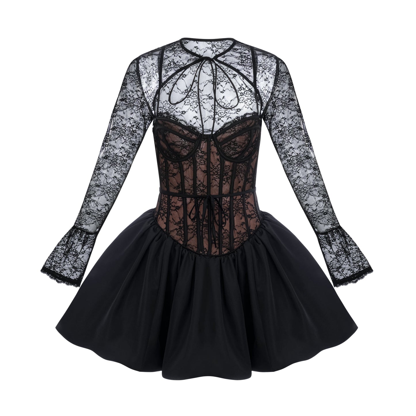 Louise black floral-lace vest & dress matching set