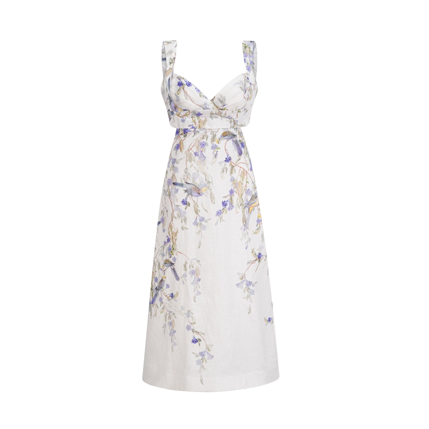 Natassia bird-print midi dress