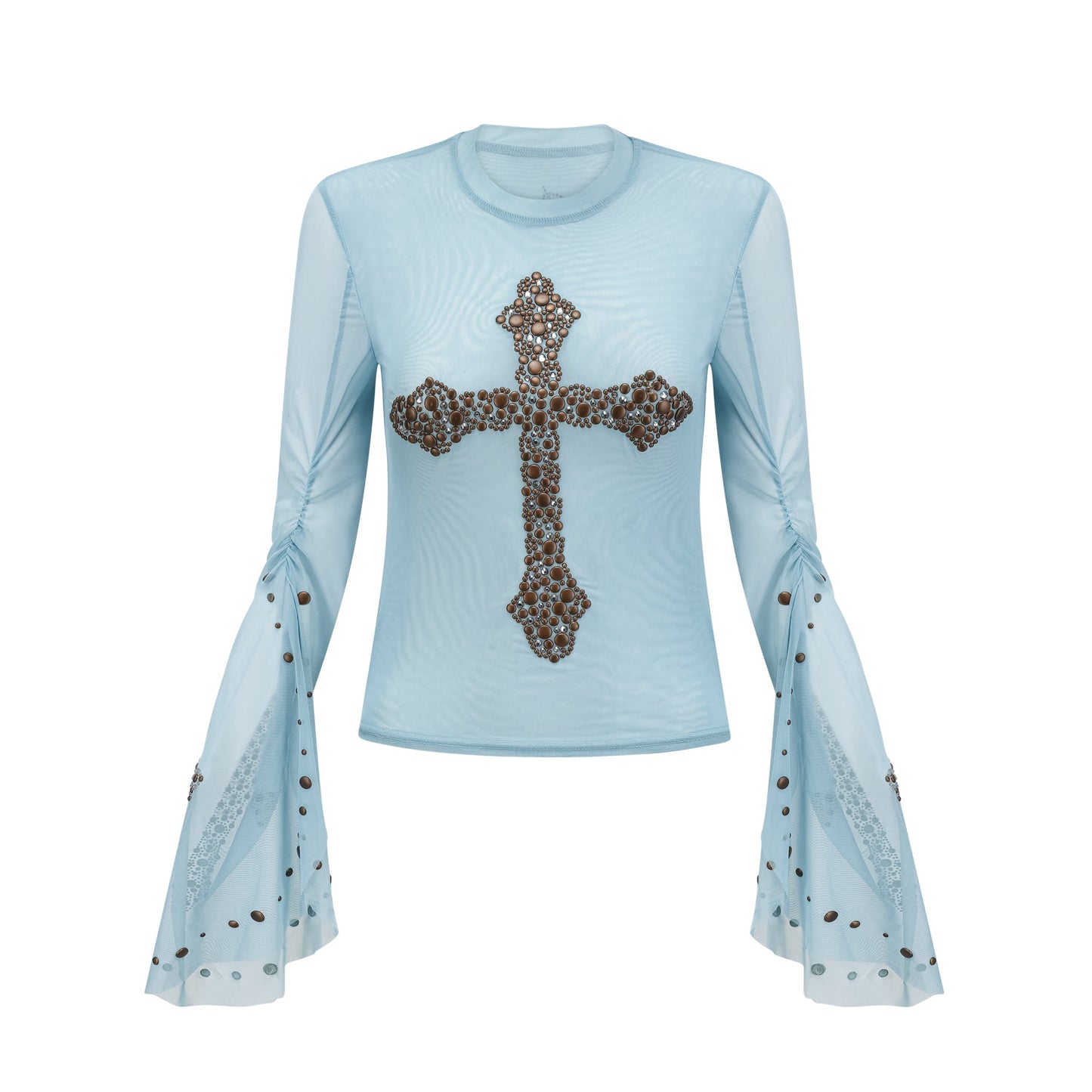 Émmanuelle semi-sheer stud-embellished top