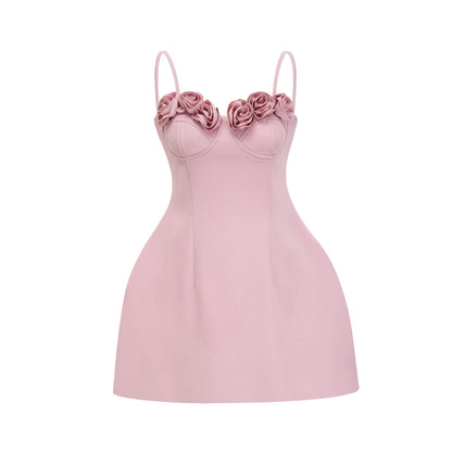 Pauline faux-flower mini dress