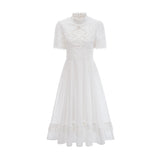 Patricia white floral-lace midi dress