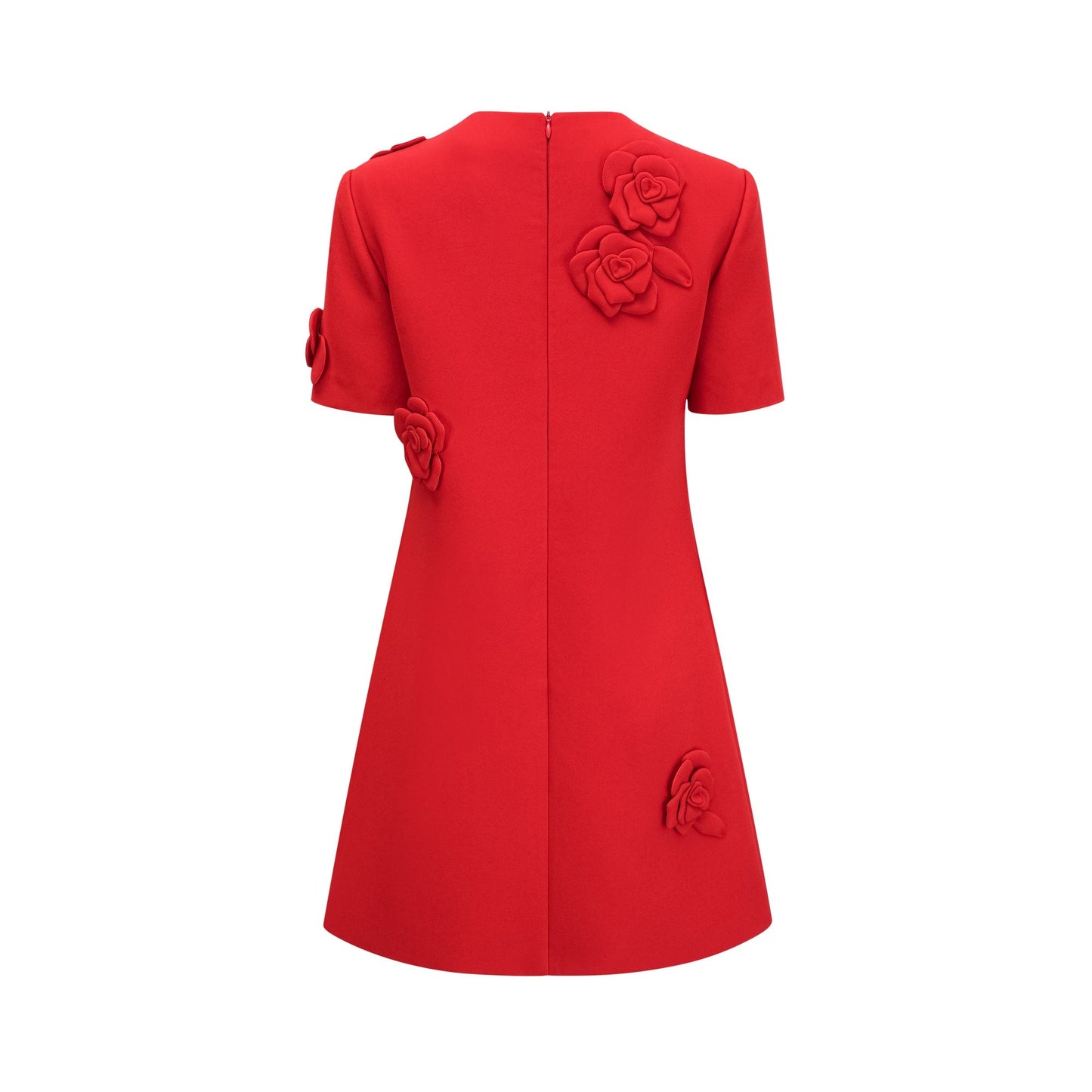 Calista red floral-detail short-sleeve mini dress
