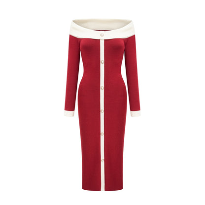Soline off-shoulder knit midi dress