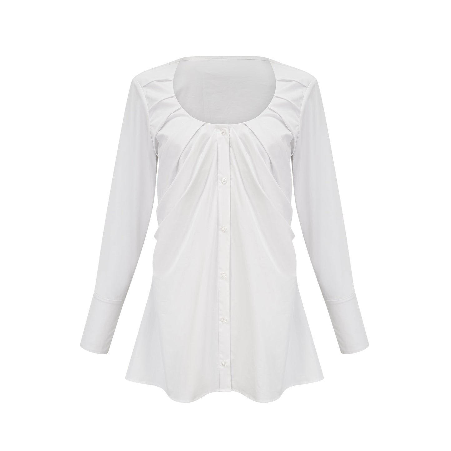 Dina pleat-detail shirt dress