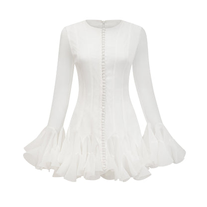 Anaïs semi-sheer flared mini dress