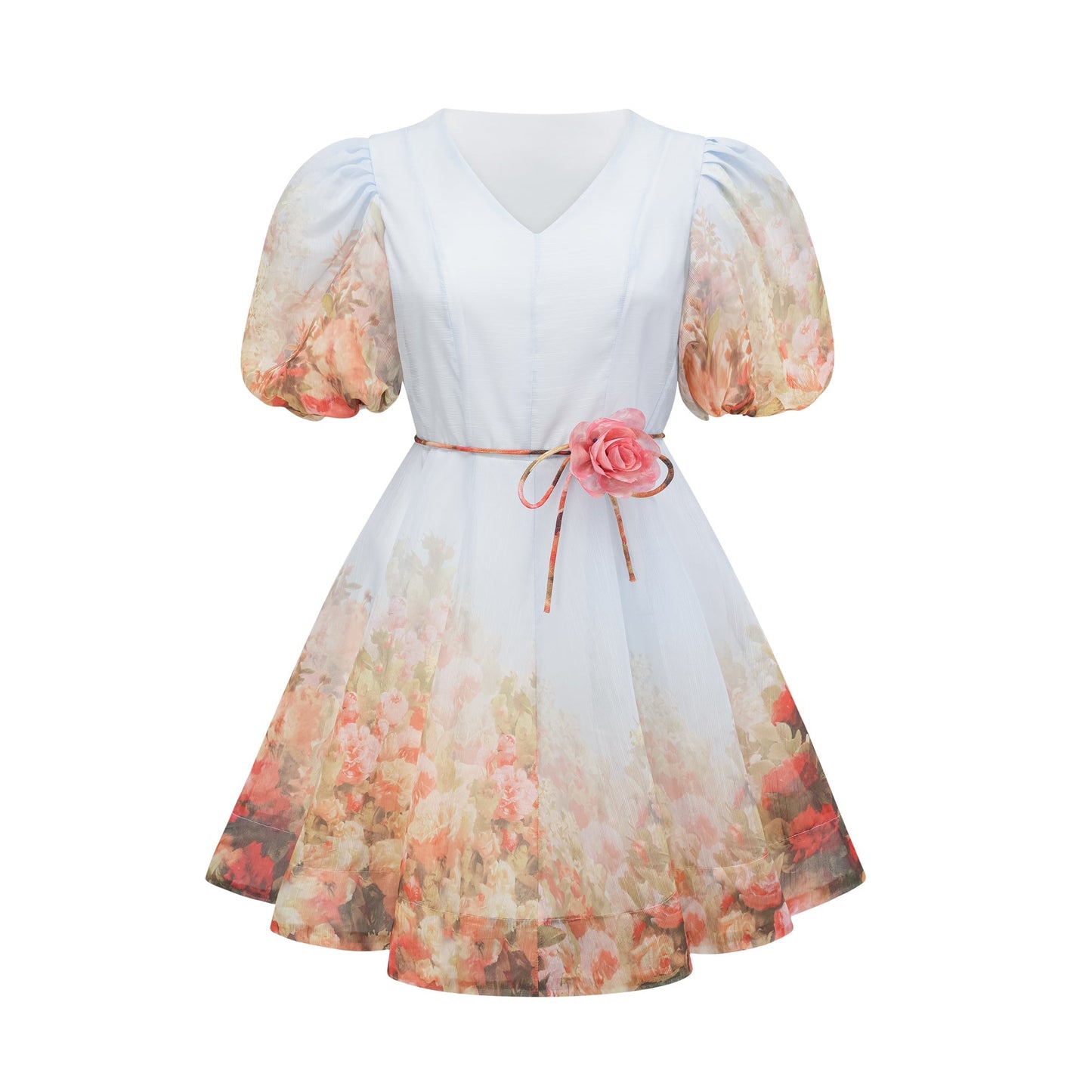 Céleste faux-flower V-neck mini dress