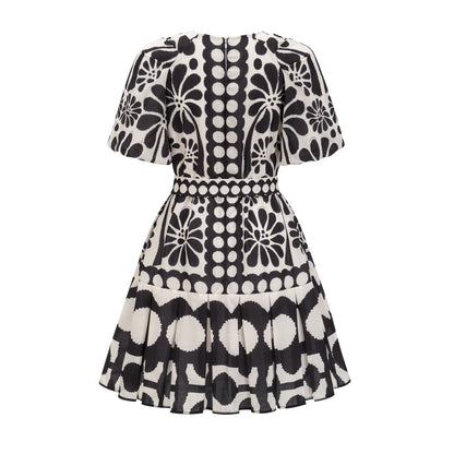 Émeline pattern-print belted mini dress