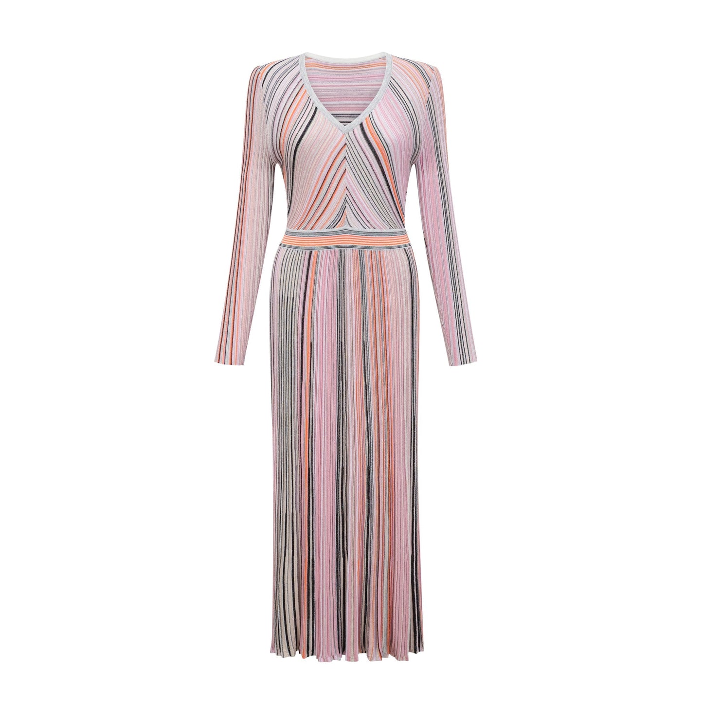Mathilde metallic pleated midi dress in Pink