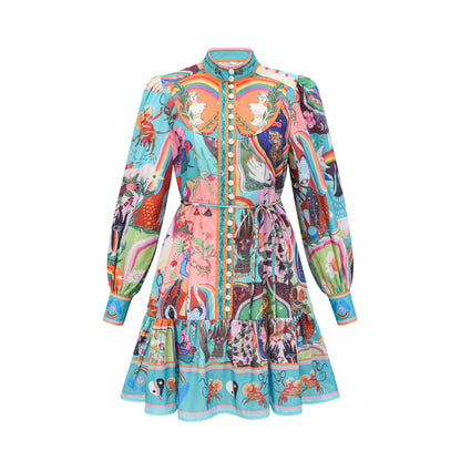 Valérie pattern-print flared mini dress
