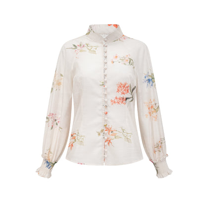 Céleste floral-print top & skirt matching set