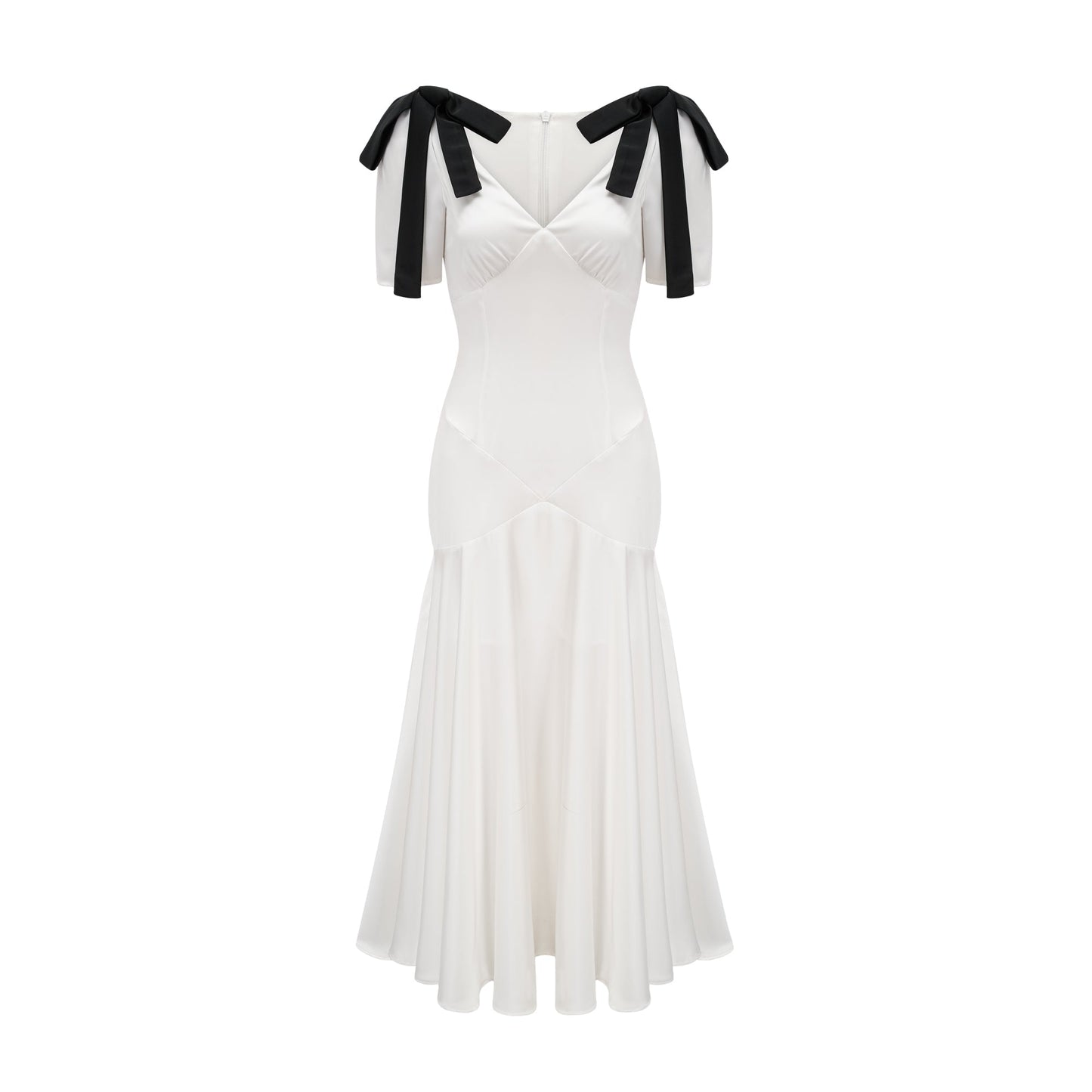 Cyrielle ribbon-detail puff-sleeve maxi dress