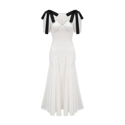 Cyrielle ribbon-detail puff-sleeve maxi dress