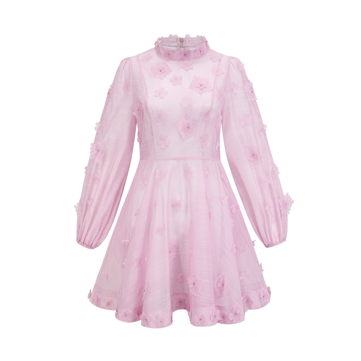 Honorine pink floral-appliqué mini dress