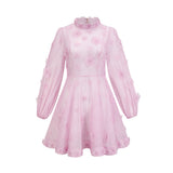 Honorine pink floral-appliqué mini dress