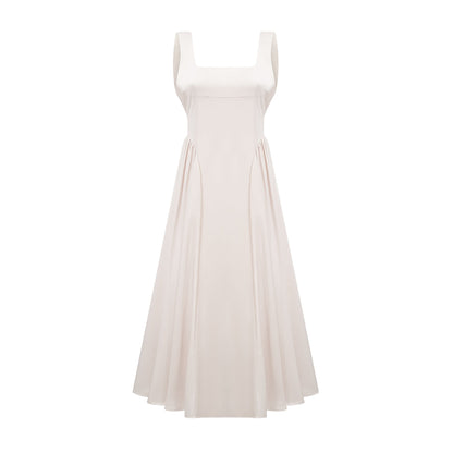 Océane square-neck pleated midi dress