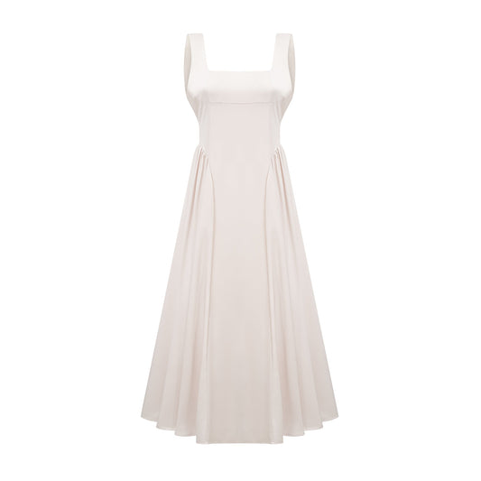 Océane square-neck pleated midi dress