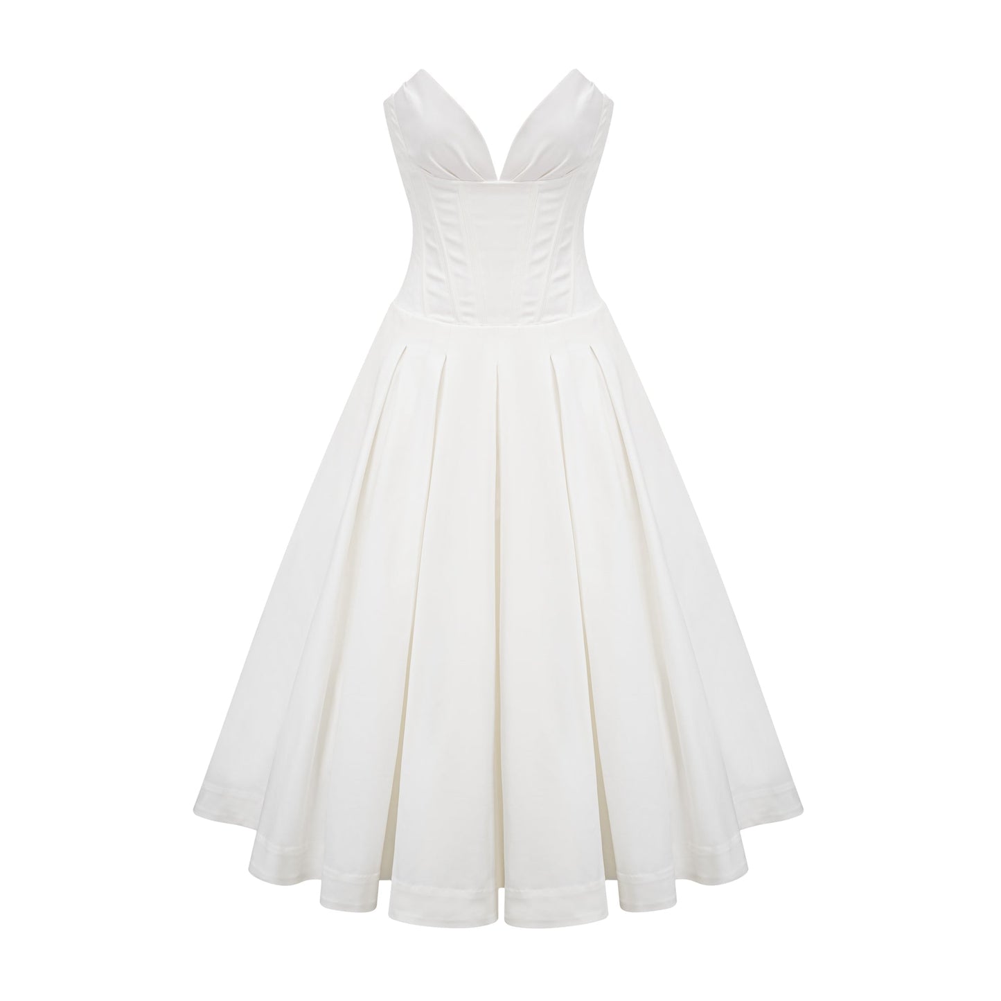 Katherine off-shoulder corset midi dress in White