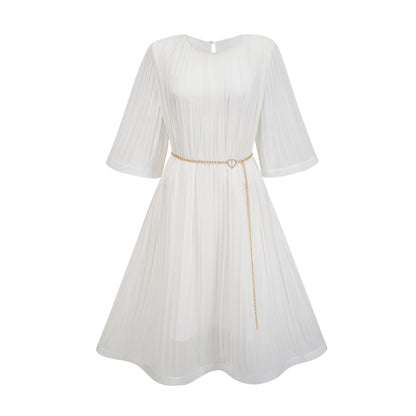 Gaëlle flared-sleeve pleated midi dress