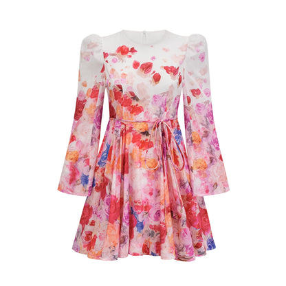 Lisette cinch-waist floral-print mini dress