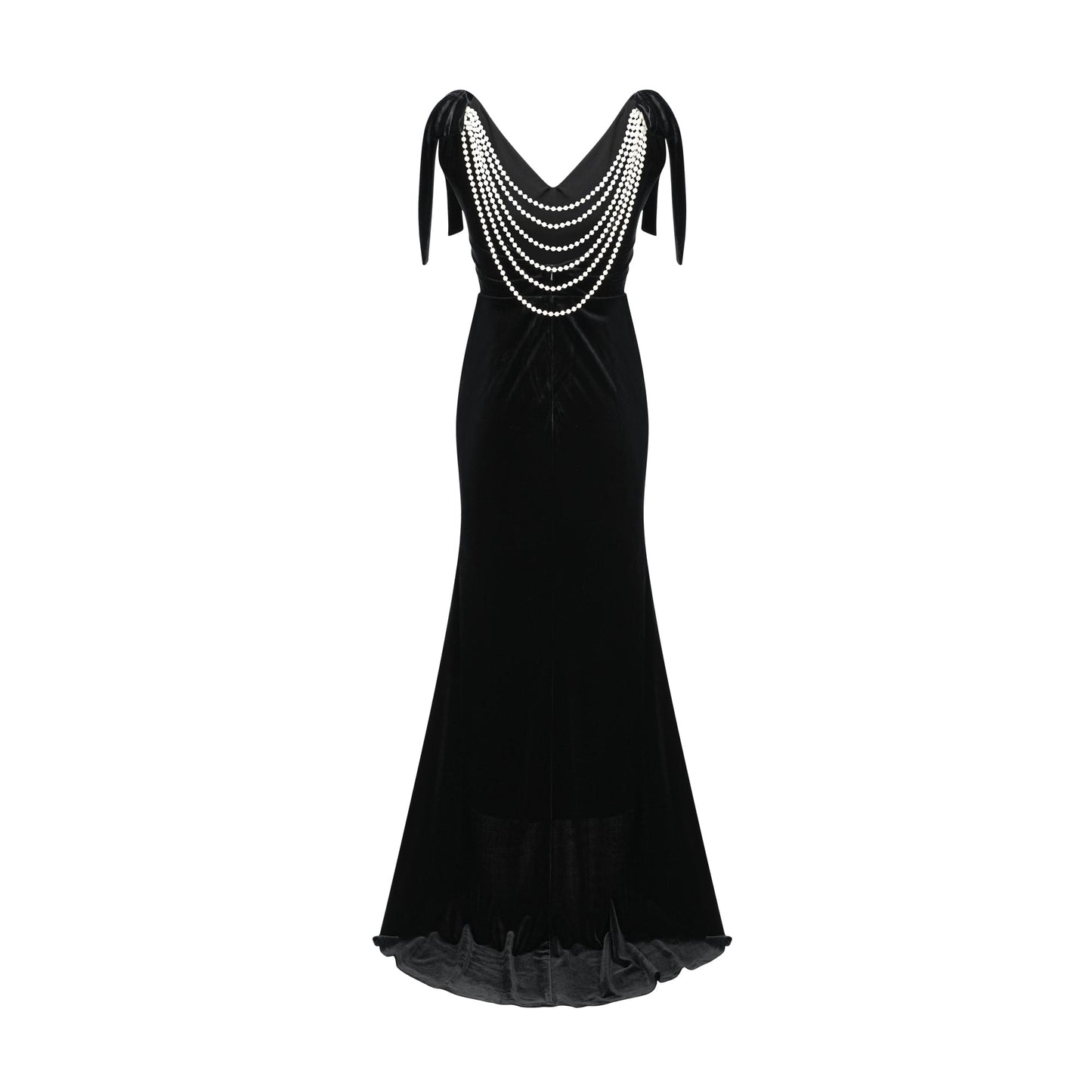 Audrey embellished velvet open-back maxi dress