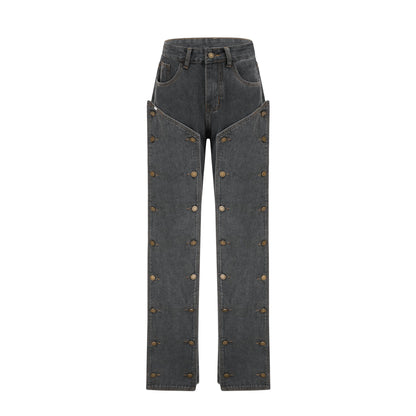Delphine snap-off mif-rise bootcu jeans