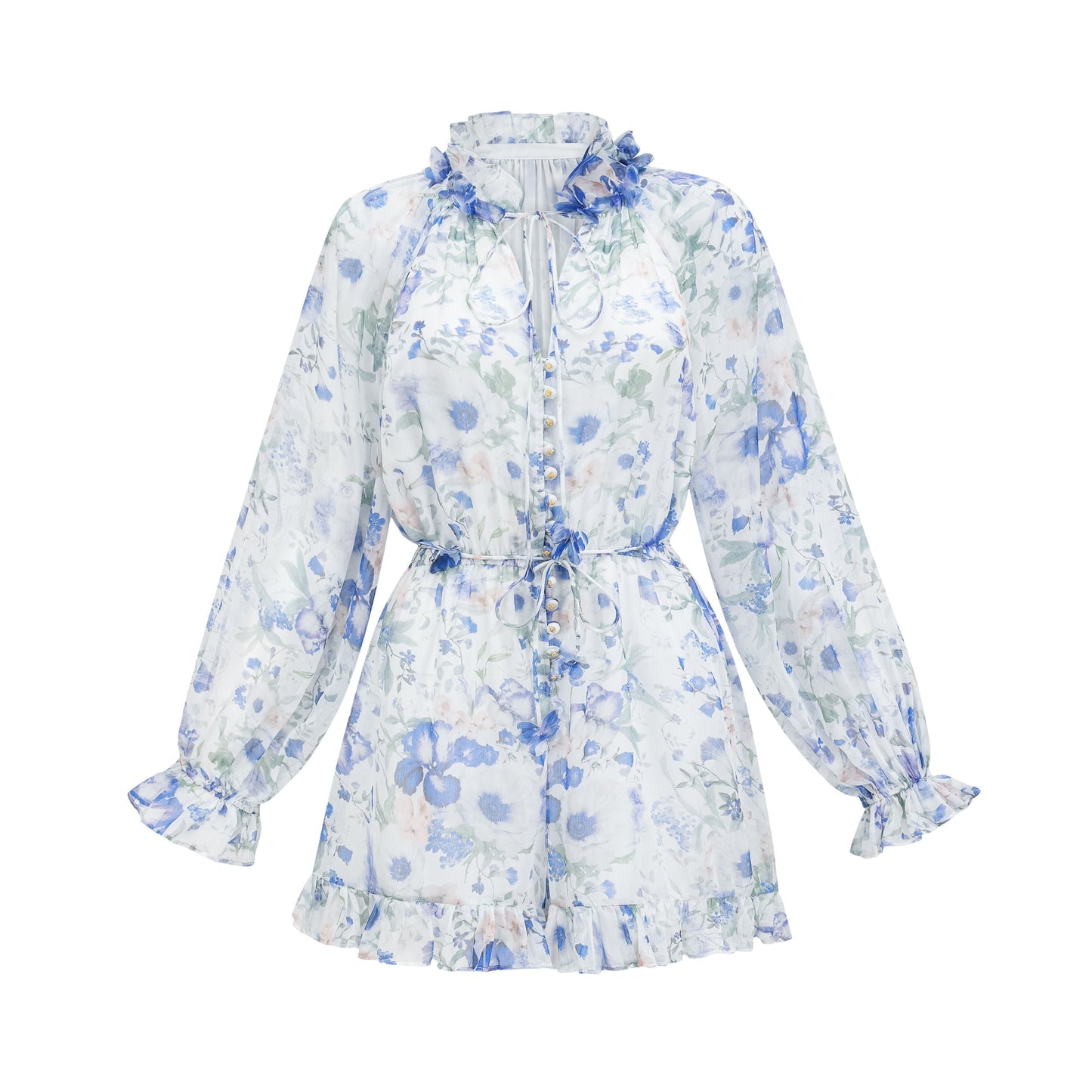 Isabeau white floral-print mini dress